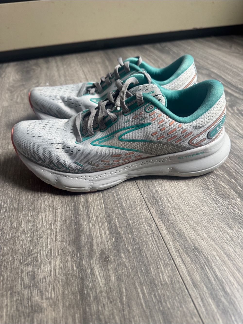 Brooks Clycerin 20 woman’s Running Shoes - Teal, Gray, Coral Accents